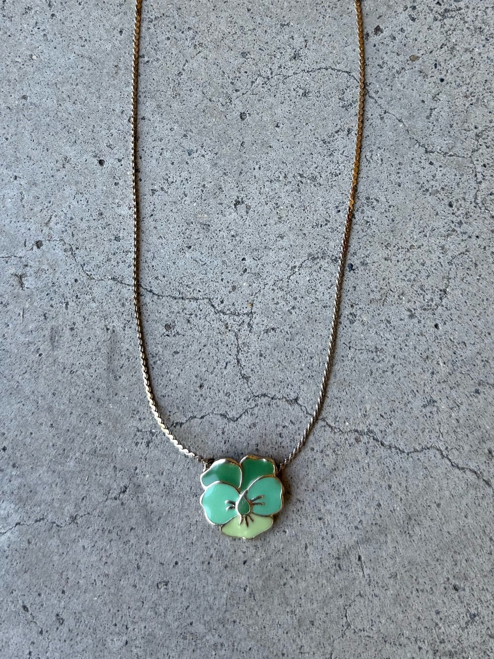 Bundle 3 for 50% off 1970s Gold Tone 15" Chain Choker with Enameled Flower Pansy